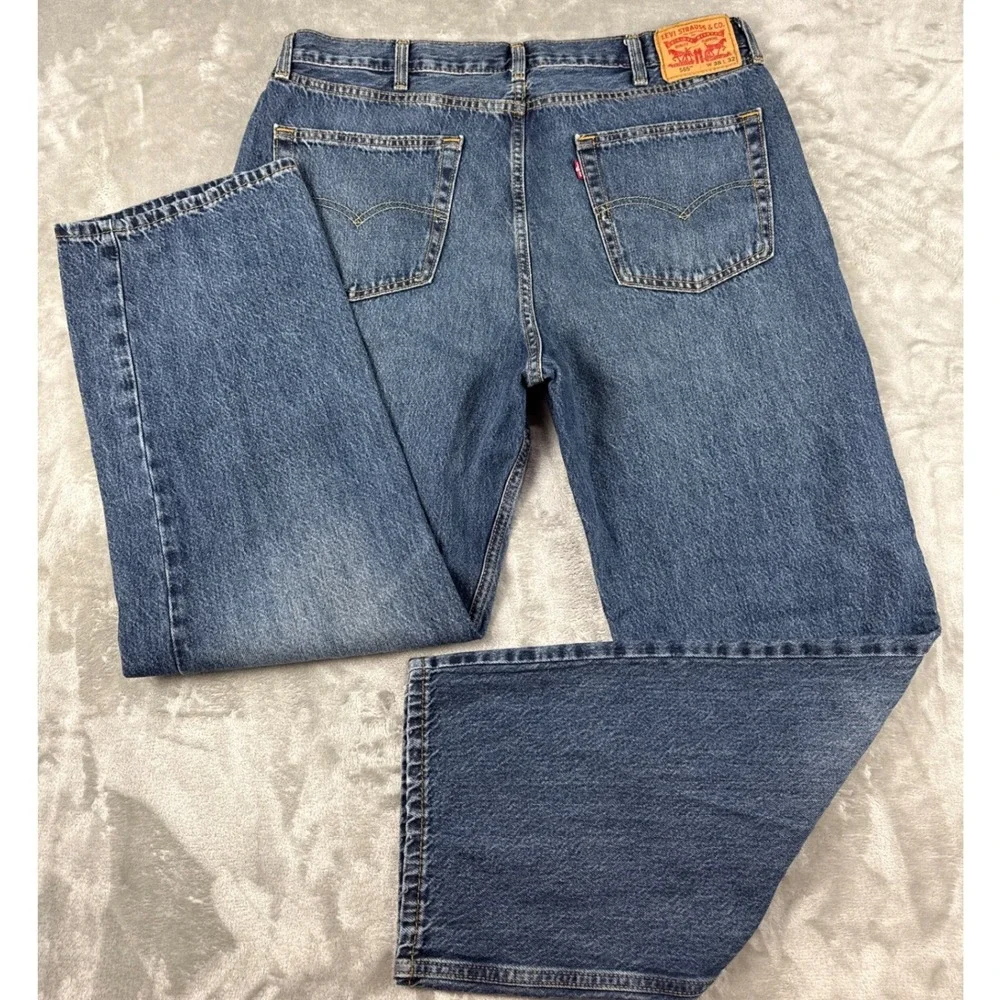 Levis 565 Loose Fit Mens Jeans 38x32 Blue Medium Wash Wide Leg Denim Pants